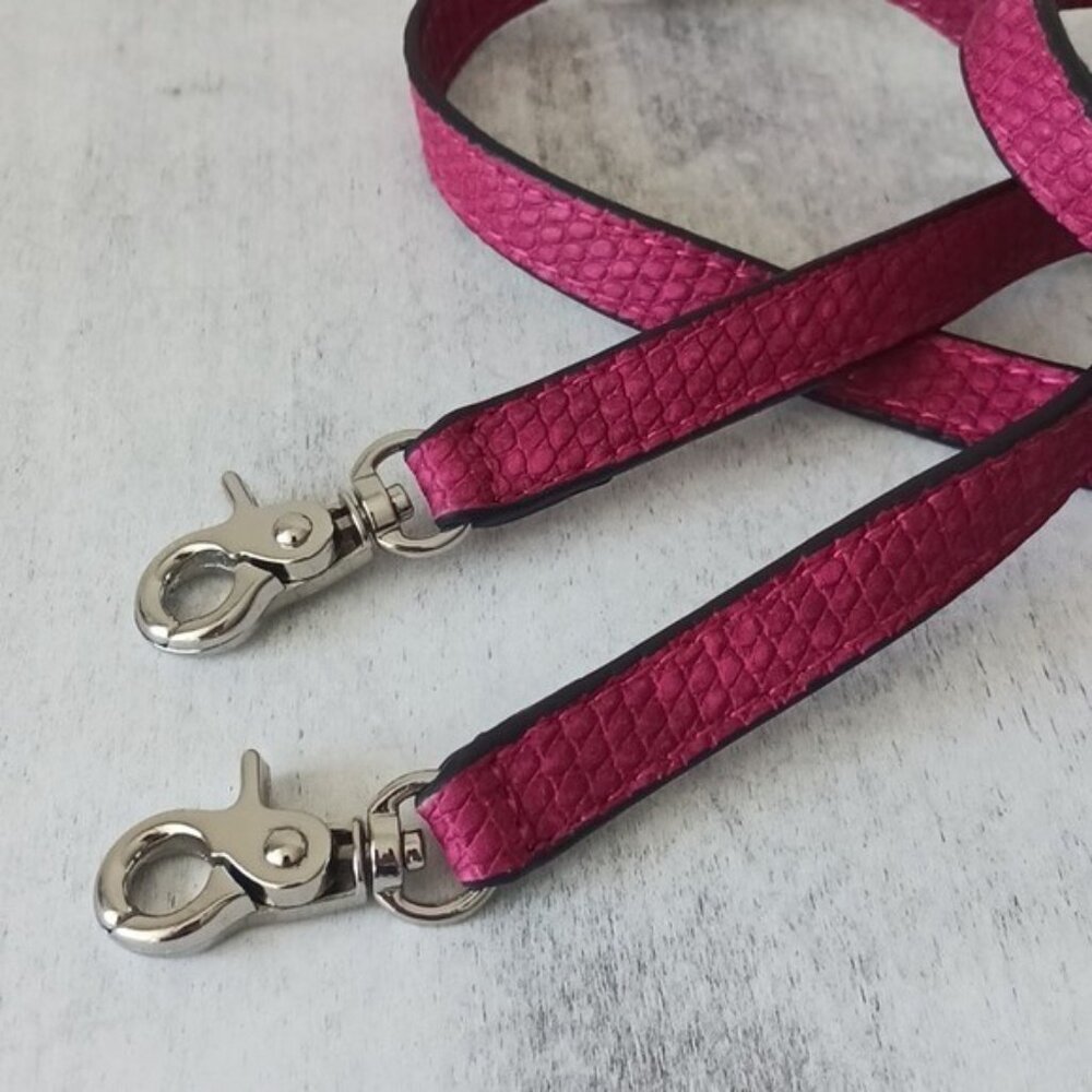 Clip-on Replacement Fuchsia Pink Textured Handbag Shoulder Strap Silver Clips - Picture 7 of 7